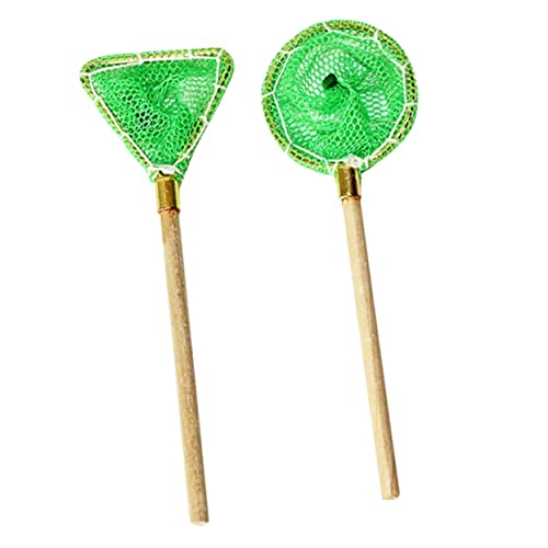 ERINGOGO 2 Stück Simulierte Fischernetze Mini Puppenhaus Angelrute Gefälschtes Angeln Angelspielzeug Maßstab Angelrutenmodelle Angelnetz Modell Angelnetz Für Holz Grün von ERINGOGO