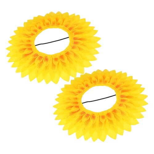 ERINGOGO 2 Stück Sonnenblumenkopf -deckungs -requisiten Sonnenblumen-kopfbedeckung Mütze Für Kleine Mädchen Blumenkopfschmuck Sonnenblumenhut Sonnenblumenkostüm Seidentuch Yellow von ERINGOGO