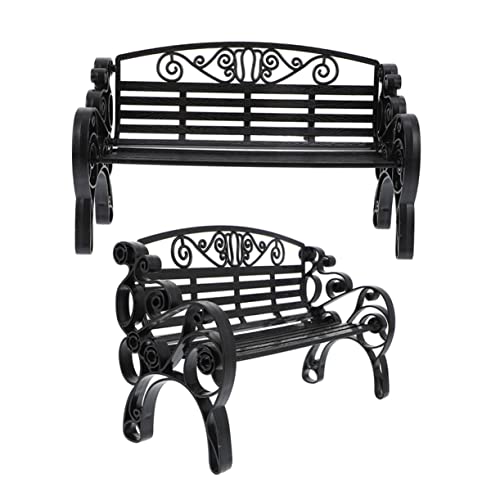 ERINGOGO 2 Stück Stuhlmodell Modelle Miniatur Puppenhaus-Minibank Wohnkultur kinderspielzeug Puppenhaus kleines Bankmodell Mini-Bankmodell aus Kunststoff Plastik Black von ERINGOGO