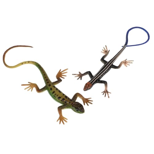 ERINGOGO 2 Stück Teiliges Eidechsen Realistische Reptilien Modelle aus Robustem Kunststoff für Simulation Lernspielzeug in Grün und Blau von ERINGOGO