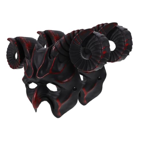 ERINGOGO 2 Stück Teiliges Halloween Ziegen Schädel Maske mit Widderhörnern Halbgesichts Dämonenmaske aus Leichtem Atmungsaktivem Pr Kunststoff für Männer und Frauen Verstellbar für Cosplay ERINGOGO 2 Stück Teiliges Halloween Ziegen Schädel Maske mit Widderhörnern Halbgesichts Dämonenmaske aus Leichtem Atmungsaktivem Pr Kunststoff für Männer und Frauen Verstellbar für Cosplay von ERINGOGO