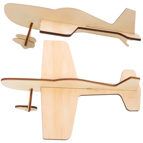ERINGOGO 2 Stück Teiliges Holzflugzeug Modellbau zum Zusammenbauen für DIY Holzpuzzle Bausatz ohne Kleber Pädagogisches Bastelspielzeug zum Bemalen und Dekorieren für Jungen und Mädchen von ERINGOGO