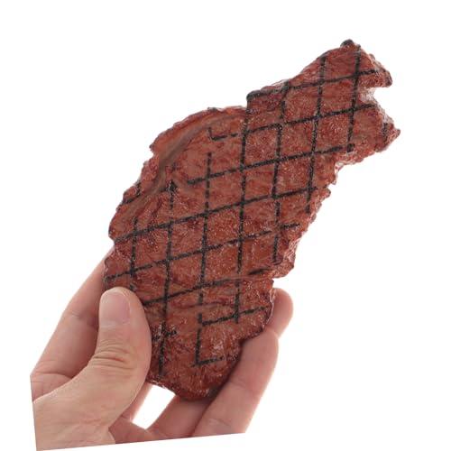 ERINGOGO 2 Stück Teiliges Lebensechtes Steak Modell aus Lebensmittelechtem Kunststoff Realistische und Oberfläche Kindgerechtes für Grillfans Küchen und Fotodekoration von ERINGOGO
