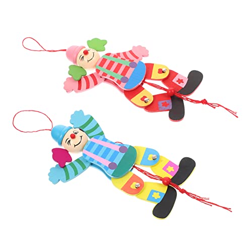 ERINGOGO 2 Stück Teiliges Marionettenpuppen aus Holz Interaktive Clown Marionette mit Zugfaden Handliche Handpuppen für Erwachsene Langlebiges für Kreative Aufführungen und Zufällige Farbe von ERINGOGO