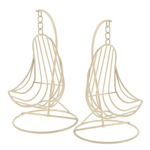 ERINGOGO 2 Stück Teiliges Mini Hängekorb Schaukelstuhl aus Robustem Metall Realistische Puppenhaus Deko Detailgetreue Miniatur Hängesessel für DIY Basteln und Mini Möbel Zubehör von ERINGOGO