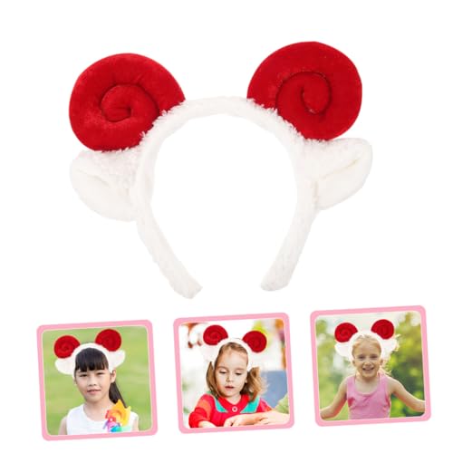 ERINGOGO 2 Stück Teiliges Rotes Schafhorn Stirnband Niedliches Cartoon Haarband Einzigartiger Haar Halloween Haar Accessoire Party Kostüm Kopfschmuck für Damen und Mädchen von ERINGOGO