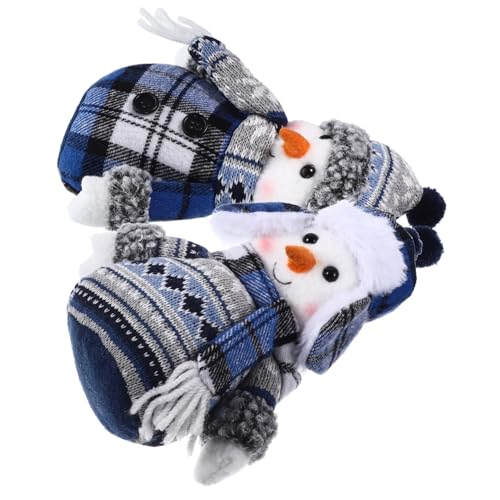ERINGOGO 2 Stück Teiliges Schneemann Dekofiguren Weihnachtsdekoration Stoffpuppe Niedlicher Xmas Schneemann Figuren für Wohnzimmer und Schreibtisch Festliche Tischdeko von ERINGOGO