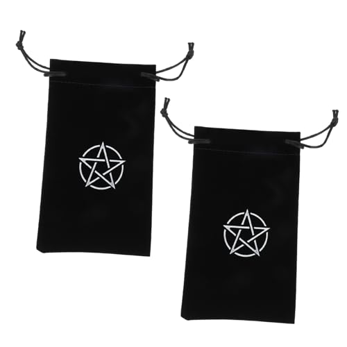 ERINGOGO 2 Stück Teiliges Tarot Aufbewahrungsbeutel aus Hochwertigem Waschbarem Stoff mit Pentagramm Muster Strapazierfähiger Antistatischer Kordelzugbeutel für Sichere Schmutzabweisende von ERINGOGO