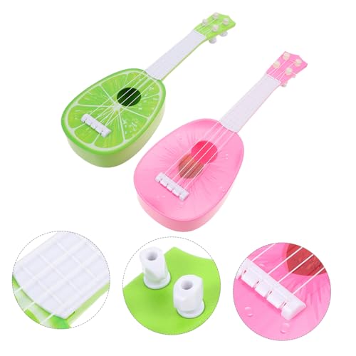 ERINGOGO 2 Stück Teiliges Ukulele Strapazierfähiges Kunststoff Musikinstrument Realistische Simulation Bunte Mini Gitarren für Anfänger Mädchen Pädagogisches Musikspielzeug von ERINGOGO