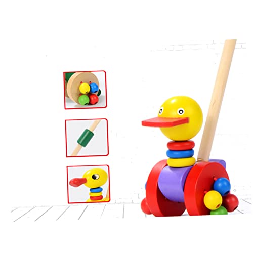 ERINGOGO 2 Stück Teiliges Walker Trolley Holz Lauflernhilfe für Abnehmbare Schiebewagen mit Enten und Hühnerdesign für Kleinkinder Ab Monaten von ERINGOGO