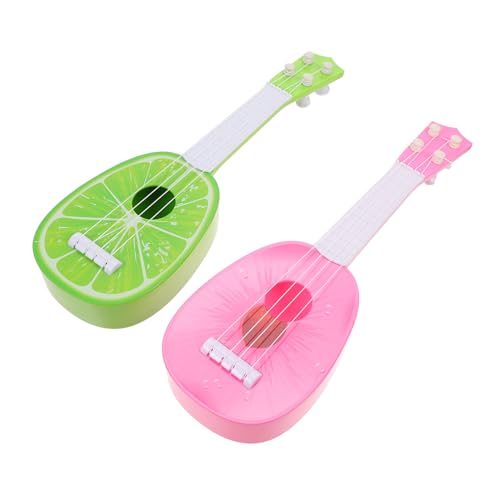 ERINGOGO 2 Stück Ukulele Teiliges Mini Musikinstrument Kunststoff Ukulele Pfirsich Pädagogisches Anfänger Lernspielzeug für Jungen und Mädchen Kreatives Geburtstagsgeschenk von ERINGOGO