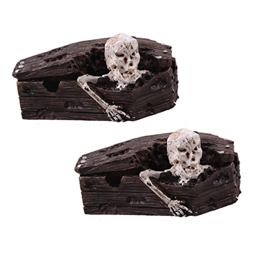 ERINGOGO 2 Stücke Harz -Sargdekorationen versunken Bob Wasser- Skelett Schädel für Aquarium klein Tank basteln bastelset Dekofiguren für Aquarien Aquarium-Halloween- von ERINGOGO