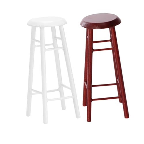 ERINGOGO 2 Stücke Mini Holz Hocker Modell Miniatur Puppenhaus Barhocker aus Holz DIY Möbel für Puppenhaus Küche Wohnzimmer Dekoration Kreatives Basteln Naturholzoberfläche Vielseitiges von ERINGOGO