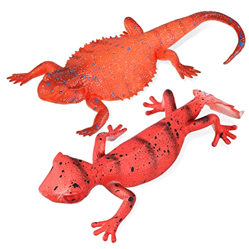 ERINGOGO 2 Teiliges Realistisches Eidechsen Detailgetreue Reptilienfiguren aus Hochwertigem Material Pädagogisch für Garten und Raumdekoration Robust und Vielseitig Einsetzbar von ERINGOGO