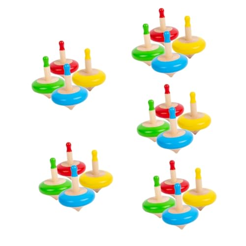 ERINGOGO 20 Stk kleiner Kreisel Rotierende Kreiselspielzeuge Spielset aus Holz Mini Party Rucksack Spitzen Gyro-Spielzeug lustiger Kinderkreisel hölzern Jacke Tellerventil Geschenktasche von ERINGOGO