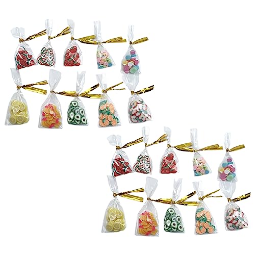 ERINGOGO 20 Stück 1:12 Puppenhaus Mini-Miniatur-Essens- und Spielzeugset mitgebseltütchen Snack Mini-Essen -Einkaufswagen DIY Süßigkeitenspielzeug verpacktes Obstdekor Polymer-Ton von ERINGOGO