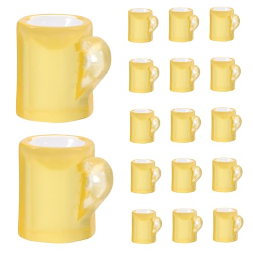 ERINGOGO 20 Stück Mini-Bierkrug Miniatur-Puppenhausdekorationen Mini-Puppenhaus-Zubehör Mini-Biergläser Puppenhauszubehör Miniaturszene Dollhouse Decor Dollhouse Accessoires Mini Harz Gelb von ERINGOGO