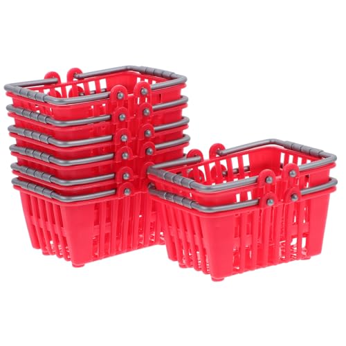 ERINGOGO 20 Stück Mini-Einkaufskorb klein Kinderspielzeug winzig Miniatur Stütze Mädchen einkaufskorb doll Accessories Toy Corrocery Kid Mini- -Einkaufskorb Plastik rot von ERINGOGO