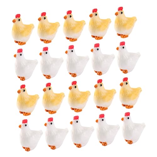 ERINGOGO 20 Stück Mini-Hahnhenne Vogelverzierung Gartendekor Huhn Mini-Essen Miniatur-Hahn Krähe Henne Dekoration für Zuhause Hühnerfigur aus Harz Harz-Henne- Pädagogische Hühnerfigur von ERINGOGO