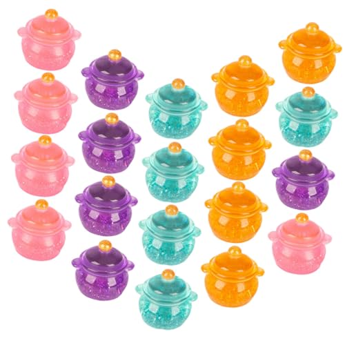 ERINGOGO 20 Stück Pailletten Kochtopf Spielzeughaus Mini Puppentopf Miniaturtöpfe Mini Miniaturtöpfe Fröhlicher Mini Herd Puppenhaus Mini Topf Ornamente Mini Herde Harz von ERINGOGO