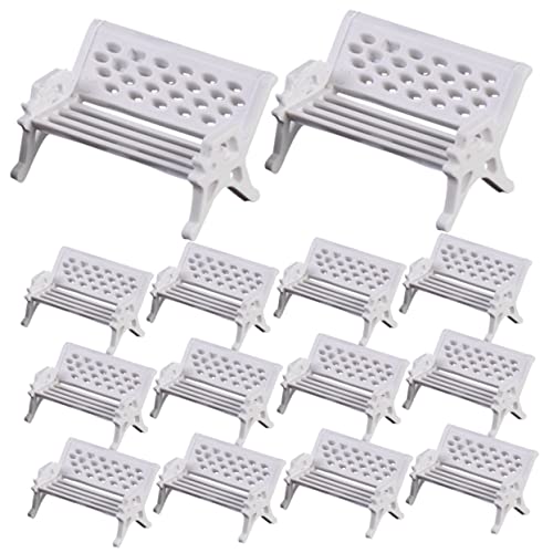 ERINGOGO 20 Stück Parkstuhl Dekoration Miniaturfiguren Dorfbank Terrasse Miniaturen Zum Basteln Bänke Mini-parkstuhl Mikroparkbank Modell Einer Straßensitzbank Mini-gartenbank Weiß von ERINGOGO