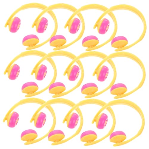 ERINGOGO 20 Stück Puppenkopfhörer Ente Hasen Miniaturfiguren Taube DIY Kopfhörer Mini Kopfhörer Modell Puppen-Miniatur-Headset Kopfbedeckung für Simulationspuppen Plastik Yellow von ERINGOGO