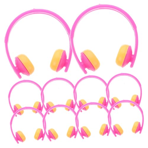 ERINGOGO 20 Stück Puppenkopfhörer Puppe Plüsch Ducken Puppen-Miniatur-Headset Kopfbedeckung Für Simulationspuppen Rosa Plastik von ERINGOGO
