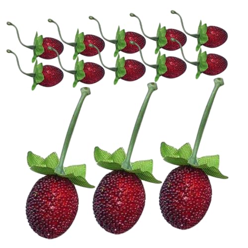 ERINGOGO 20 Stück Simulierte Wildfruchtdekoration Gefälschte Lebensmittel Realistisch Erdbeerfigur Künstliches Obstzubehör Gefälschtes Essen Zubehör Zum Thema Obst Fruchtmodell Rot Plastik von ERINGOGO