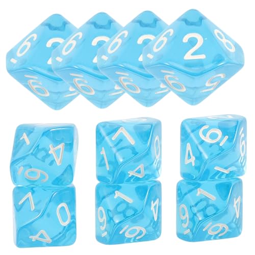 ERINGOGO 20 Stück Teiliges Acryl Seitiges Würfelset Transparent Blau Zahlenwürfel für Rollenspiele Matheunterricht und Brettspiele mit Großen Lesbaren Zahlen von ERINGOGO