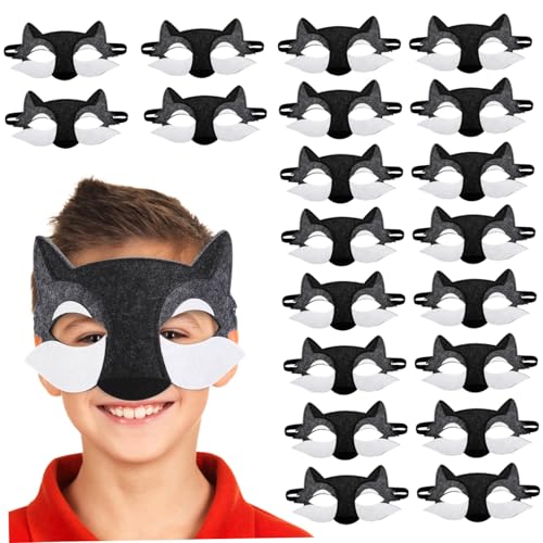 ERINGOGO 20 Stück Teiliges Cosplay Wolf Masken aus Atmungsaktivem Filz Halbes Gesicht Elastischer Riemen Leichte Realistische Wolfsmaske für Halloween Kostüm Party von ERINGOGO