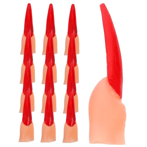 ERINGOGO 20 Stück Teiliges Halloween Hexen-Finger aus Kunststoff mit Roten Nägeln Realistische Fake-Finger für Grusel-Cosplay Zombie Hexen-kostümaccessoires für Halloween-Partys und von ERINGOGO