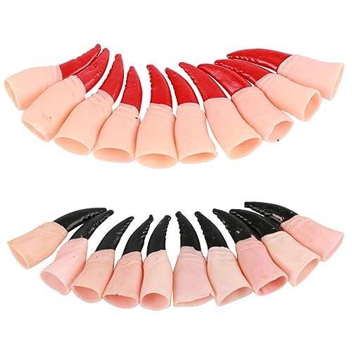 ERINGOGO 20 Stück Teiliges Halloween Hexenfinger in Rot und Schwarz Realistische Kunststoff Partydekoration mit Gruseligen Langen Nägeln Leicht und Komfortabel für Halloween Kostümpartys ERINGOGO 20 Stück Teiliges Halloween Hexenfinger in Rot und Schwarz Realistische Kunststoff Partydekoration mit Gruseligen Langen Nägeln Leicht und Komfortabel für Halloween Kostümpartys von ERINGOGO