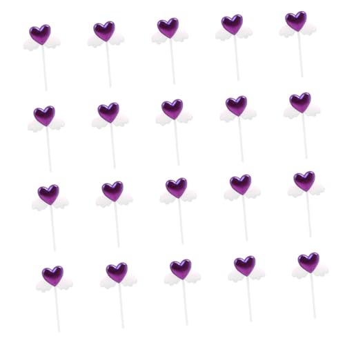 ERINGOGO 20 Stück Teiliges Herz Flügel Cupcake Topper Lebensmittelecht Wiederverwendbar Leichte Kuchenstecker für Geburtstag Hochzeit Shower Zufällige Farben Zufällige Farbe von ERINGOGO