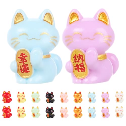 ERINGOGO 20 Stück Teiliges Mini Resin Glückskatze Detailreiche Maneki Neko Figuren für Mikro landschaften Bonsai deko und Schreibtisch Symbol für Wohlstand und Glück Vielseitige DIY von ERINGOGO
