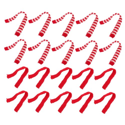 ERINGOGO 20 Stück Teiliges Mini Strickschal Rote und Weiße Wollschals mit Streifenmuster Dekorative Puppenschals für Partydeko und Miniaturen Fein Verarbeitet Formbeständig Vielseitig von ERINGOGO