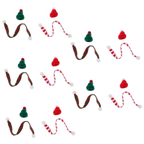 ERINGOGO 20 Stück Teiliges Mini Weihnachtsmützen und Schals Set aus Bunte Rote und Grüne Mini Weihnachtsdekoration für Puppenhaus Weinflaschen und DIY Basteln Festliche Weihnachtsakzente von ERINGOGO