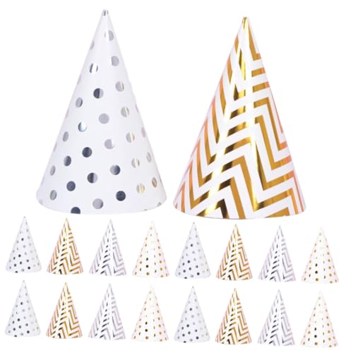 ERINGOGO 20 Stück Teiliges Papier Geburtstagshut Leichte Bequeme Partyhüte mit Pompons Sichere Kopfbedeckung für Geburtstagsfeier Shower Festliche Dekoration für Mädchen und Jungen von ERINGOGO