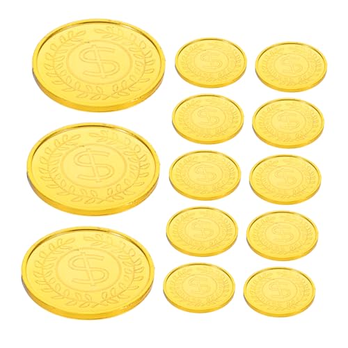 ERINGOGO 200 Stück Goldene Piratenmünzen Kunststoff Spielmünzen für Schatzsuche Rollenspiel Partydekoration Schatztruhe Brettspiele Realistische Schatzspielzeug von ERINGOGO