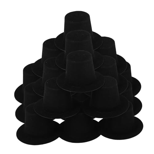 ERINGOGO 20St Schneemann-Hut Puppe Bausatz kleine Schneemannmützen zum Basteln Miniatur Schneemann-Schmuckmütze Kleiner Hut Mini-Hühner kleine Hüte zum Basteln Mini-Hüte Stoff Black von ERINGOGO