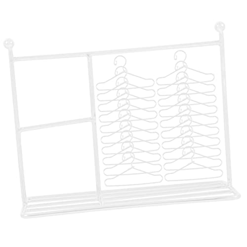 ERINGOGO 21 Stück Mini Kleiderständer für Puppen Teiliges mit Weißen Hängestange und Mini Kleiderbügeln für Puppenkleidung und Accessoires Stabil und Dekorativ von ERINGOGO