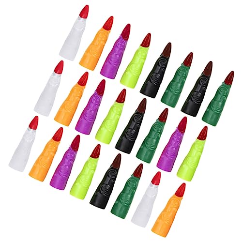 ERINGOGO 24 Stück Halloween-Nagelset Polieren falscher Finger Schüttgut Halloween-Hexenfinger gefälscht Hände Halloween Finger Halloween nägel Cosplay falsche Finger Hexennägel Plastik von ERINGOGO
