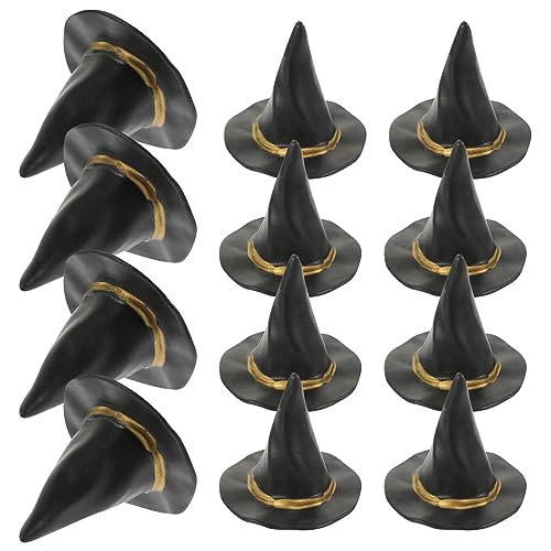 ERINGOGO 24 Stück Hexenhut -Dekoration Hut Winzige Dekore Halloween -Ornamente Mini-Halloween- Hexenhut Hexenhut Halloween Flaschendeckel Mit Hexenhut Plastik Black von ERINGOGO