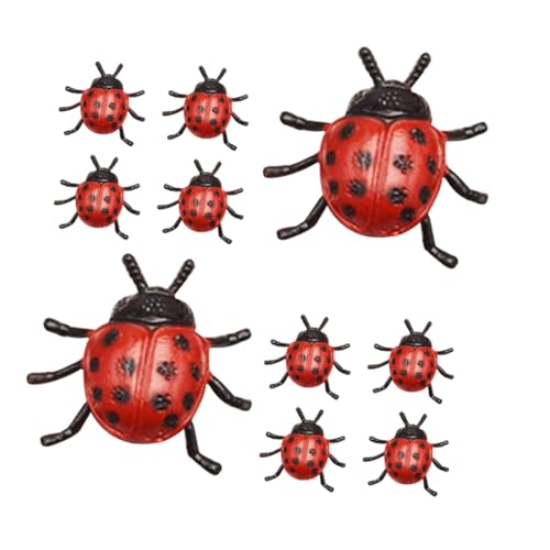 ERINGOGO 24 Stück Marienkäfer Modell Mini Marienkäfer Gruseliges Marienkäfer Simulation Marienkäfer Reaktionsfiguren Kleine Plastikkäfer Streichspielzeug Simulationsfigur von ERINGOGO
