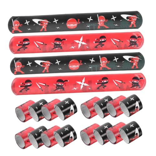 ERINGOGO 24 Stück Ninja Slap Armbänder Party Mitgebsel Kreative Schnapparmbänder Bunte Wristbands für Jungen Mädchen Geburtstagsfeier Dekoration von ERINGOGO