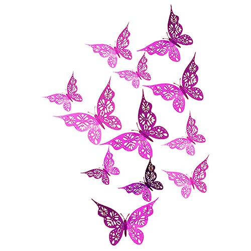 ERINGOGO 24 Stück Schmetterlingsdeko Aushöhlen Aufkleber Wandtattoo Schmetterlinge Selber Machen Wandtattoos in Form Von Schmetterlingen Schmetterlinge Wandtattoo Papier Rosig von ERINGOGO