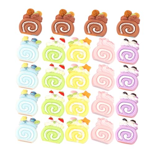 ERINGOGO 24 Stück Simulation Kuchenmodell Miniaturen Puppe Miniatur-Food-Modell gefälschte Kuchenverzierung Kuchen-Modell Mini-Kuchenverzierung Mini-Dessert-Modell dekorative Minitorte Harz von ERINGOGO