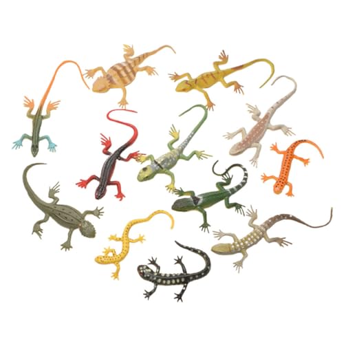 ERINGOGO 24 Stück Teiliges Bunte Kunststoff Eidechsen Realistische Reptilienmodelle Pädagogisch Vielseitig Verwendbar als Partydeko Halloween Requisit für Garten von ERINGOGO