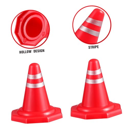 ERINGOGO 24 Stück Teiliges Mini Verkehrsleitkegel aus Robustem PP Realistische Rote Mini für Straßen und Szenarien Vielseitig für Indoor und Outdoor Spielspaß von ERINGOGO