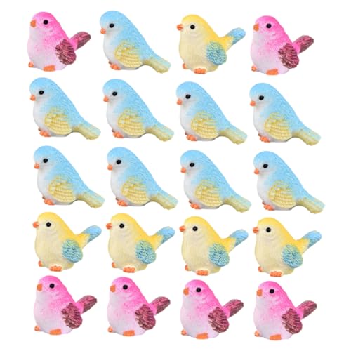 ERINGOGO 24 Stück Teiliges Miniatur Vogelmodelle aus Resin Realistische Kleine Vogelfiguren in Bunten Farben Detailreiche Tierornamente für Puppenhaus Garten und Bonsai Zufällige Farbe von ERINGOGO