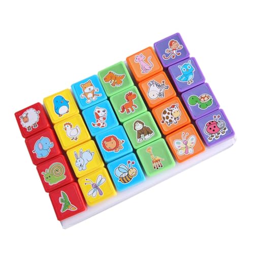 ERINGOGO 24 Stück Teiliges Stempelset Tiere Umweltfreundlich Cartoon Langlebige Tierstempel für Scrapbooking Basteln und Kindergeburtstag von ERINGOGO